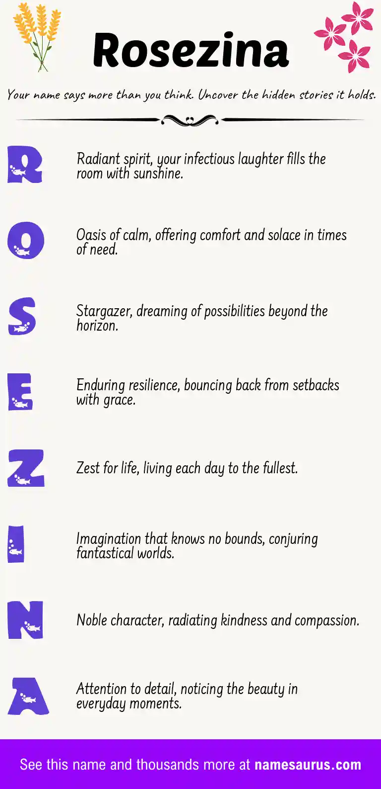 Acrostic poem about Rosezina.