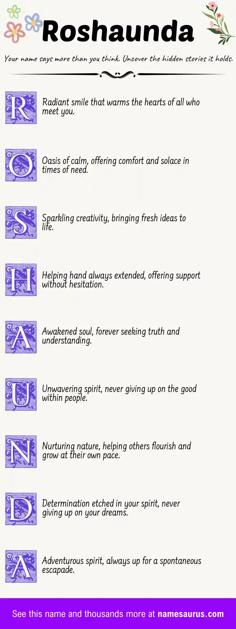 Acrostic poem about Roshaunda.