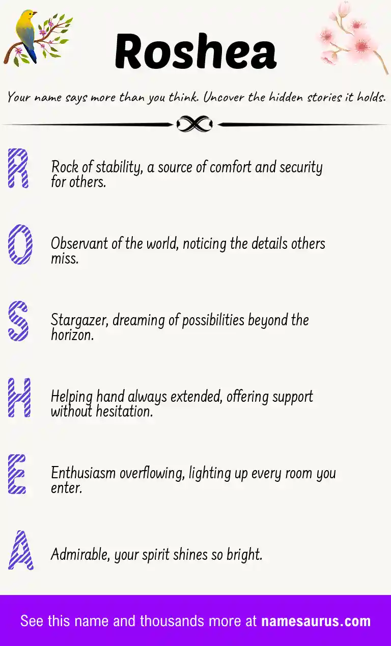 Acrostic poem about Roshea.