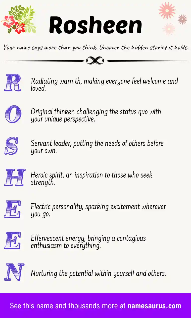 Acrostic poem about Rosheen.