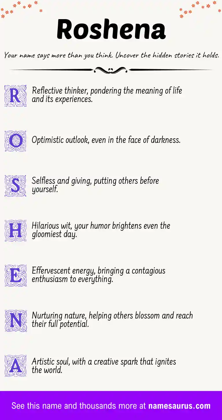 Acrostic poem about Roshena.