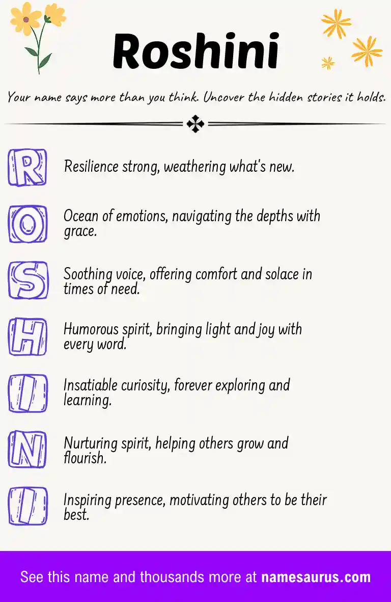 Acrostic poem about Roshini.