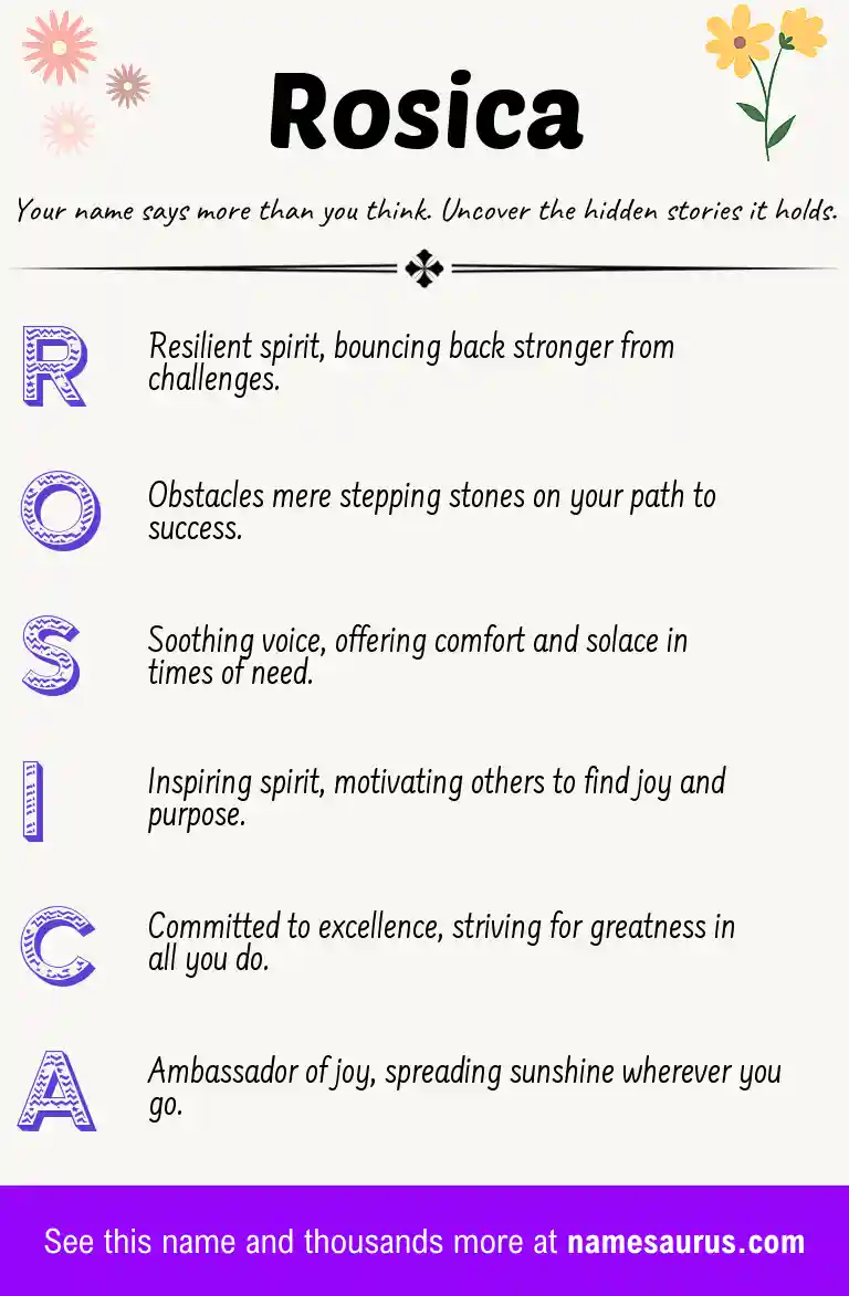 Acrostic poem about Rosica.