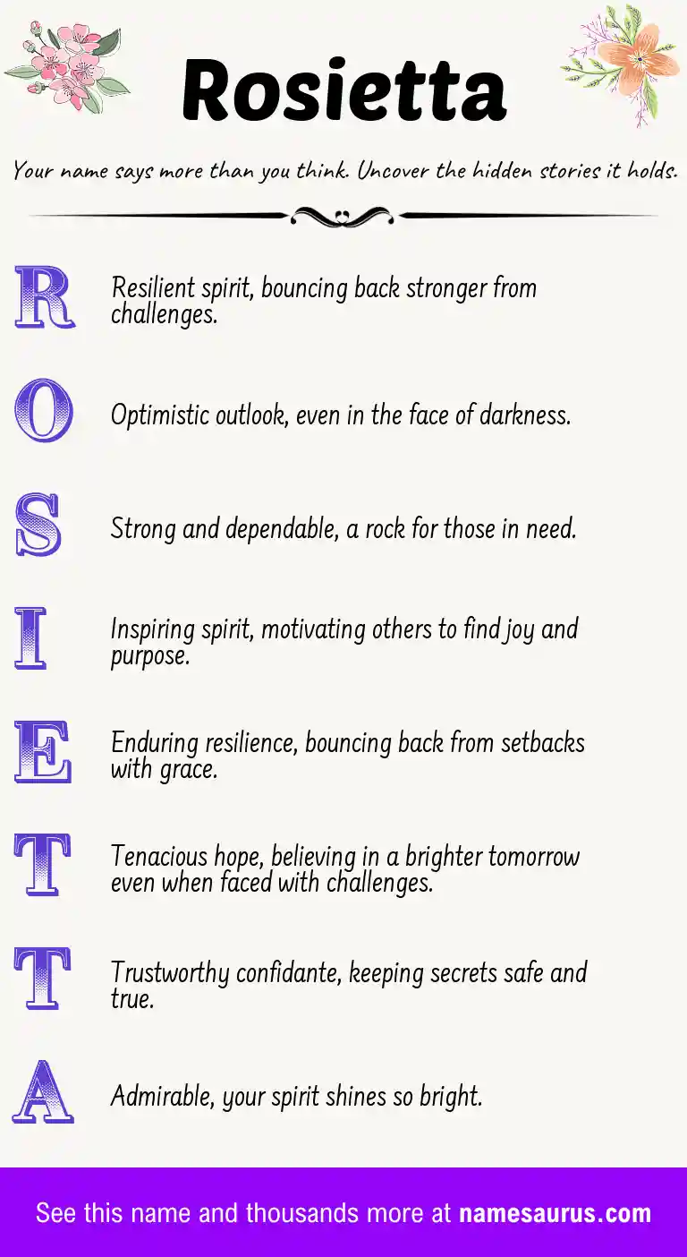 Acrostic poem about Rosietta.
