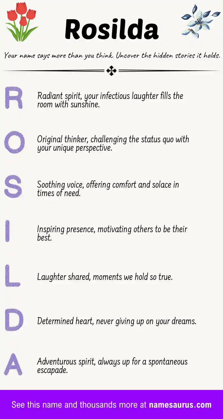 Acrostic poem about Rosilda.