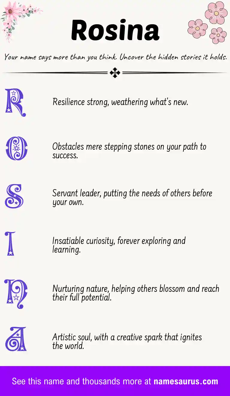 Acrostic poem about Rosina.