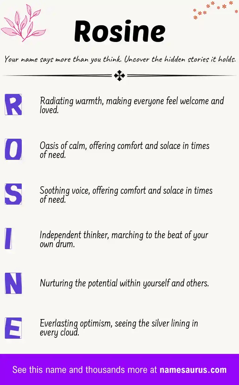 Acrostic poem about Rosine.