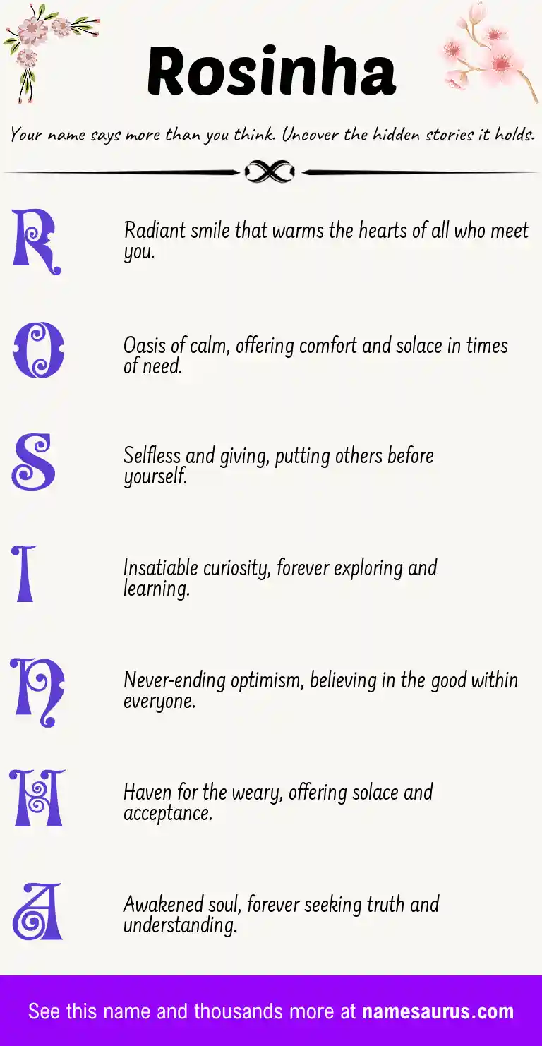 Acrostic poem about Rosinha.