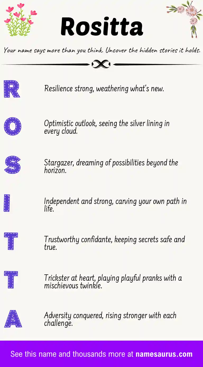 Acrostic poem about Rositta.