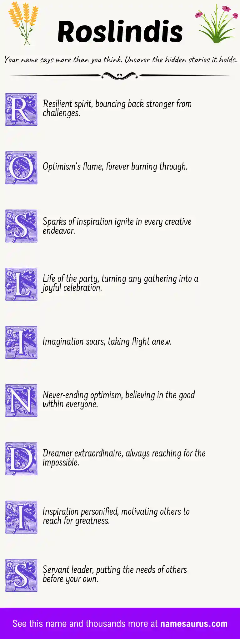 Acrostic poem about Roslindis.