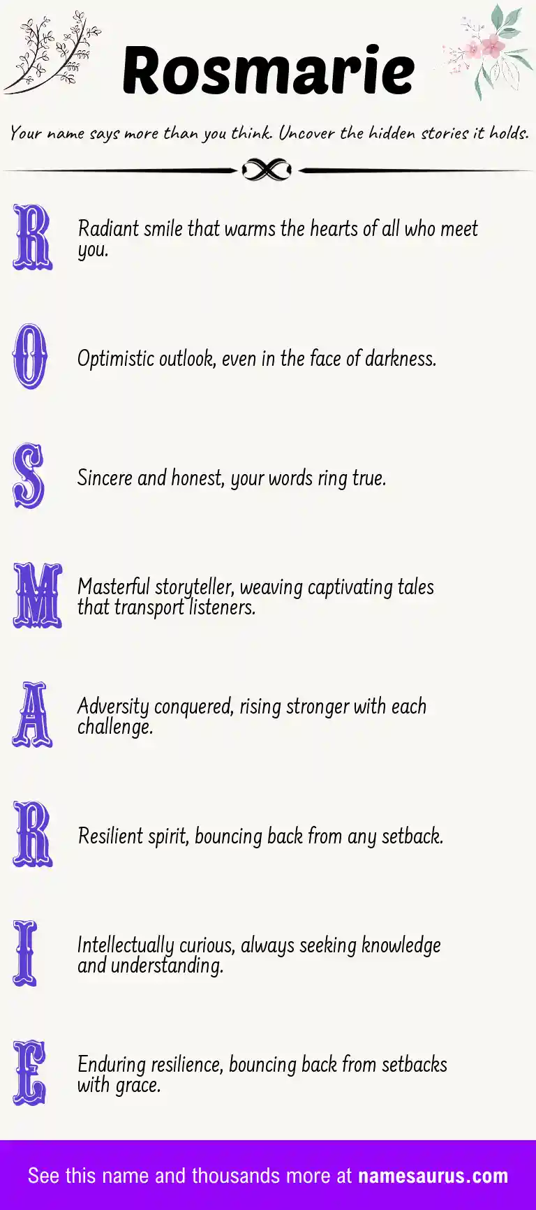 Acrostic poem about Rosmarie.