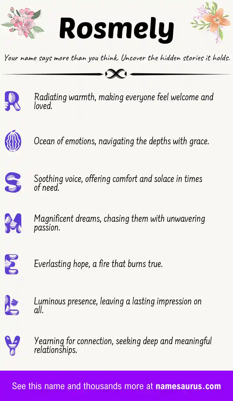 Acrostic poem about Rosmely.