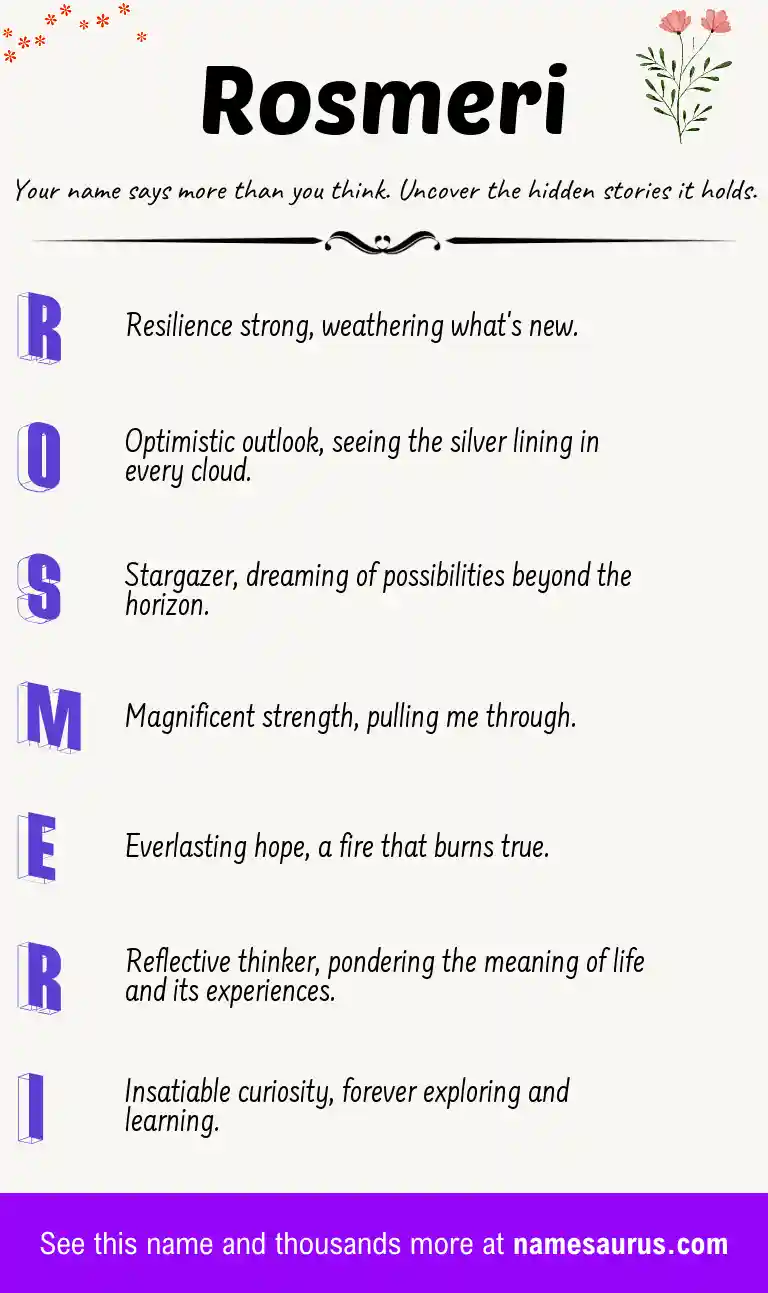 Acrostic poem about Rosmeri.