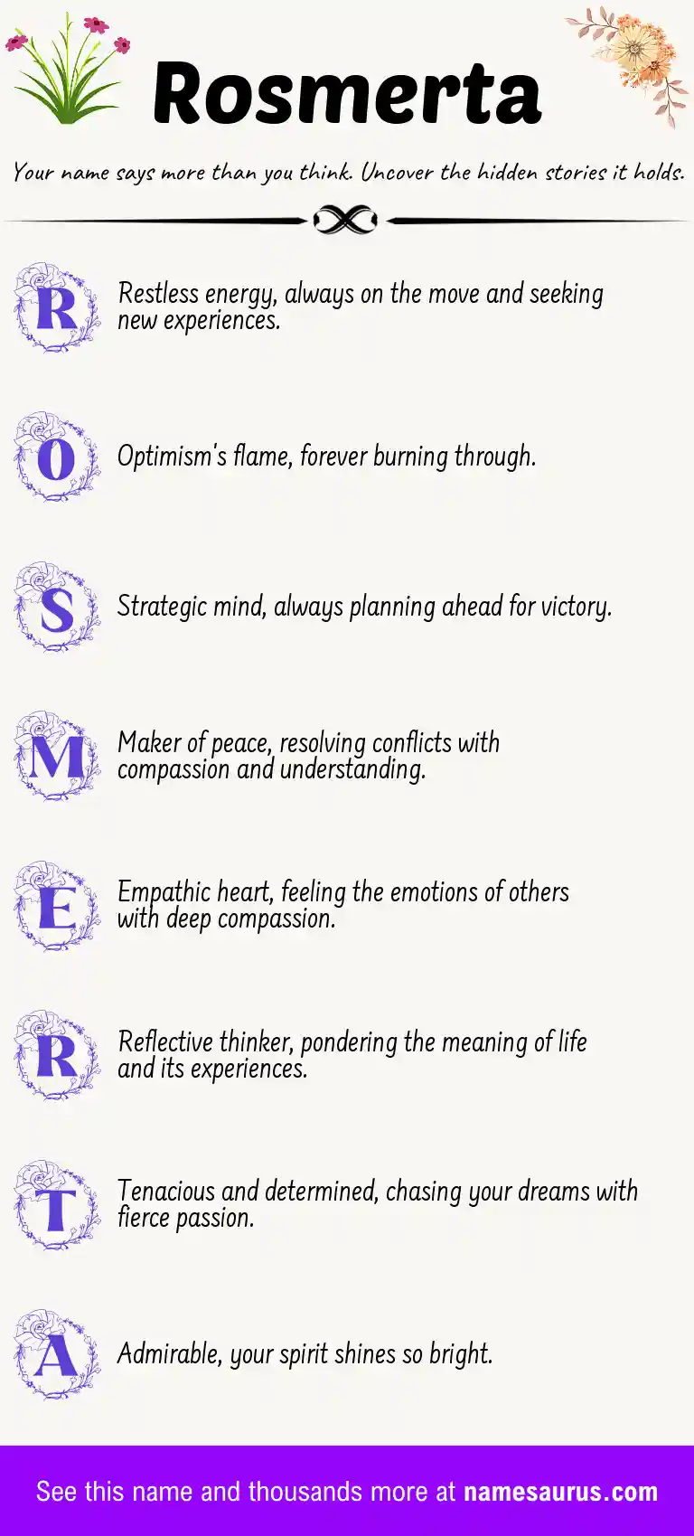Acrostic poem about Rosmerta.