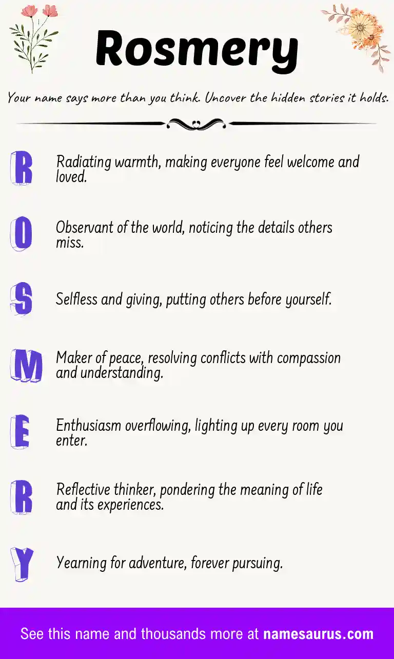 Acrostic poem about Rosmery.