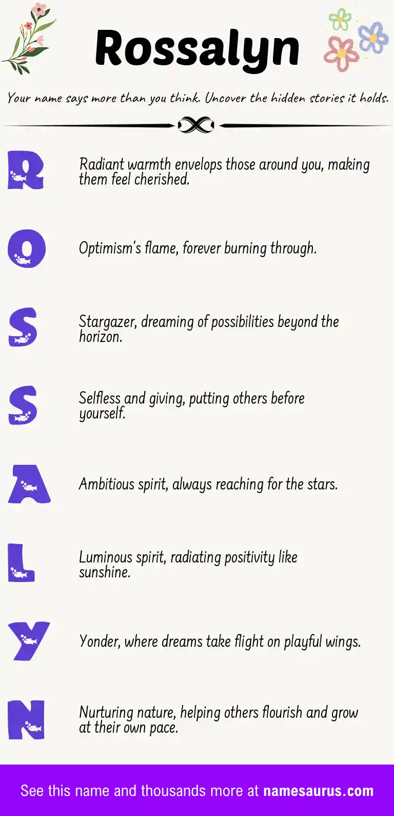 Acrostic poem about Rossalyn.