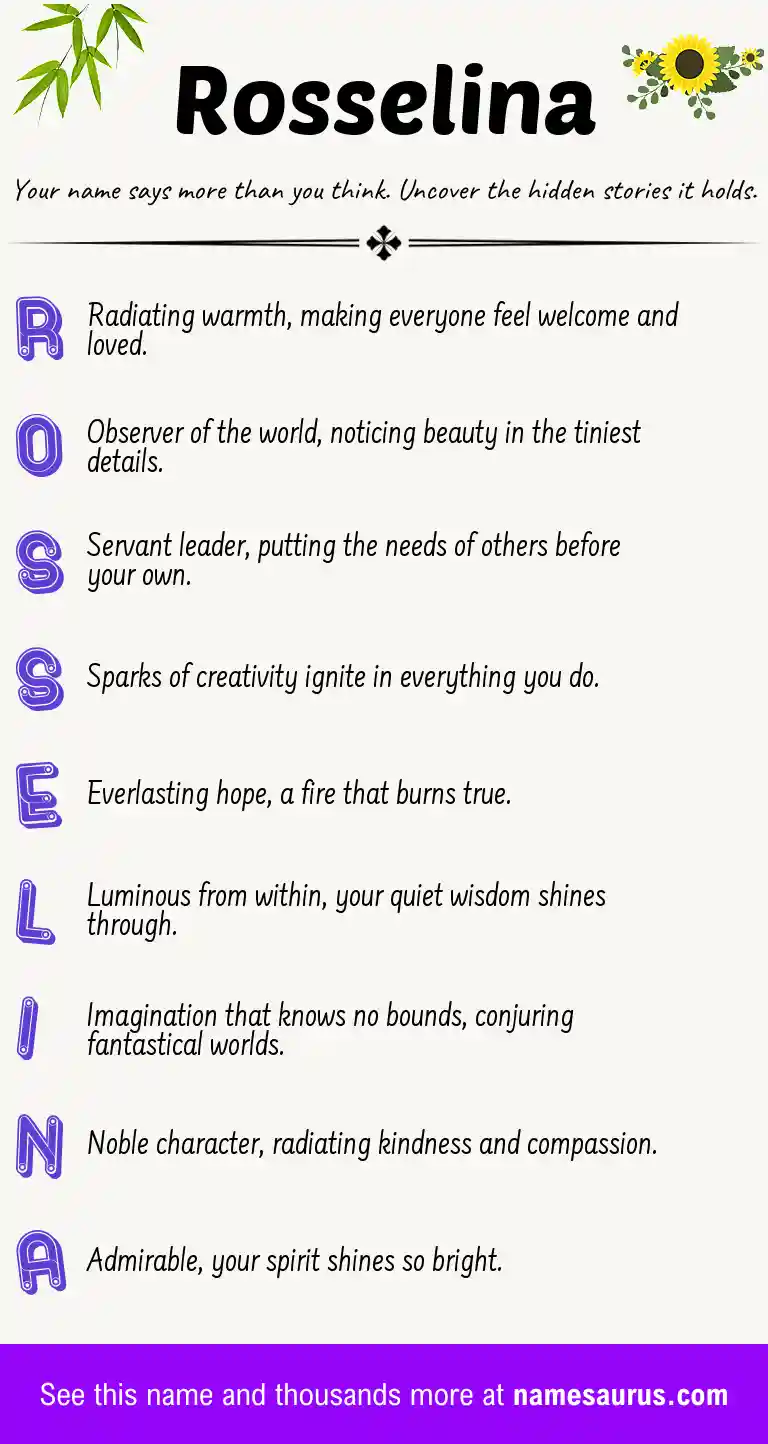 Acrostic poem about Rosselina.