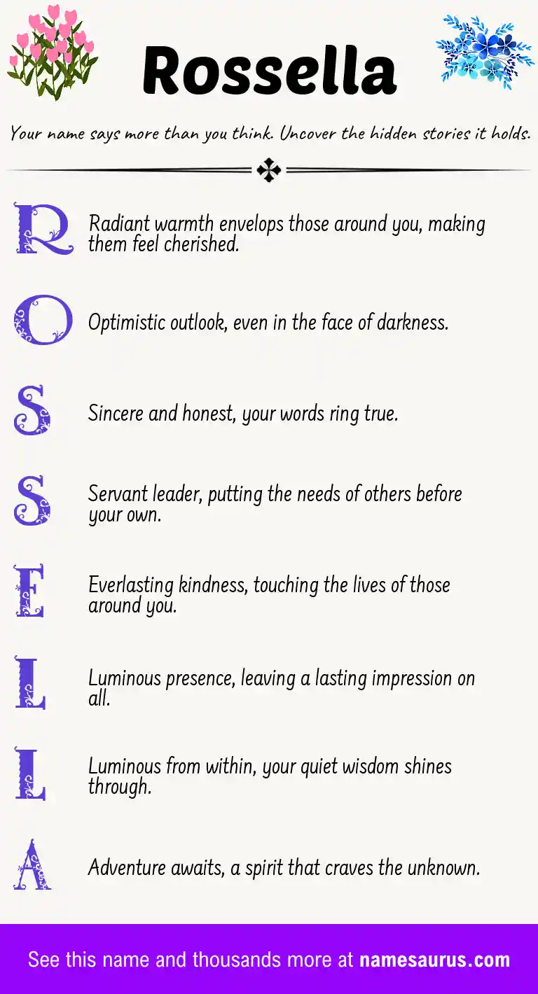 Acrostic poem about Rossella.