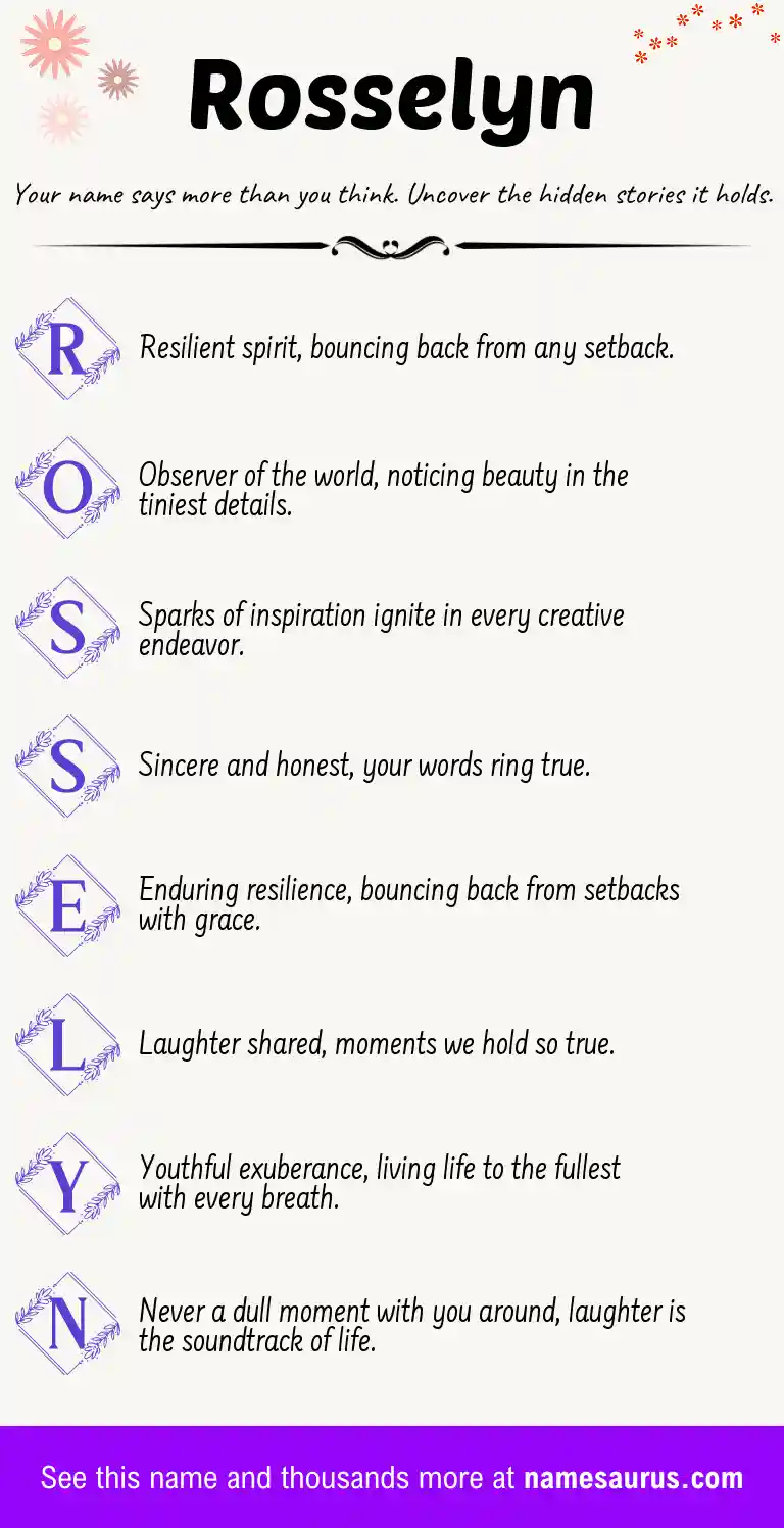 Acrostic poem about Rosselyn.