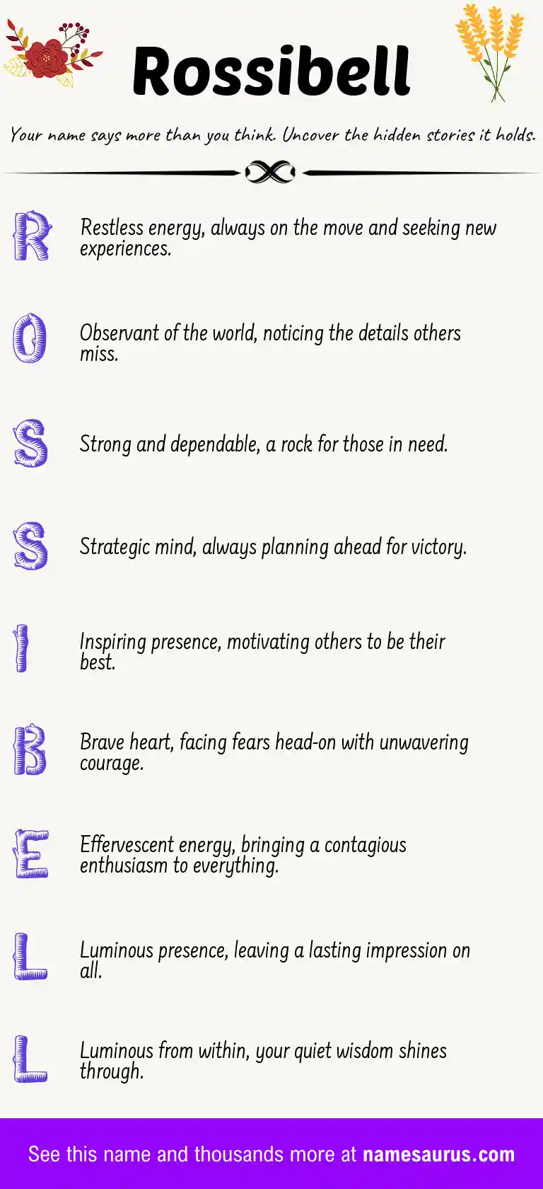 Acrostic poem about Rossibell.