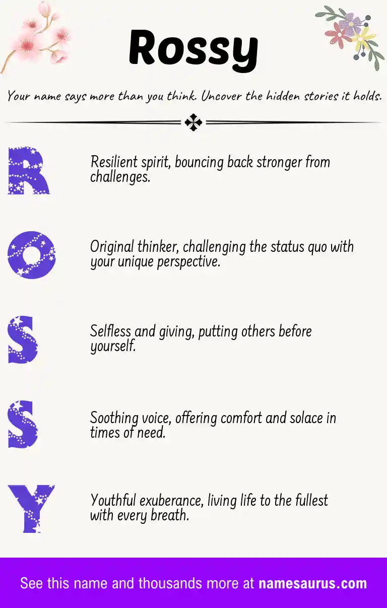 Acrostic poem about Rossy.