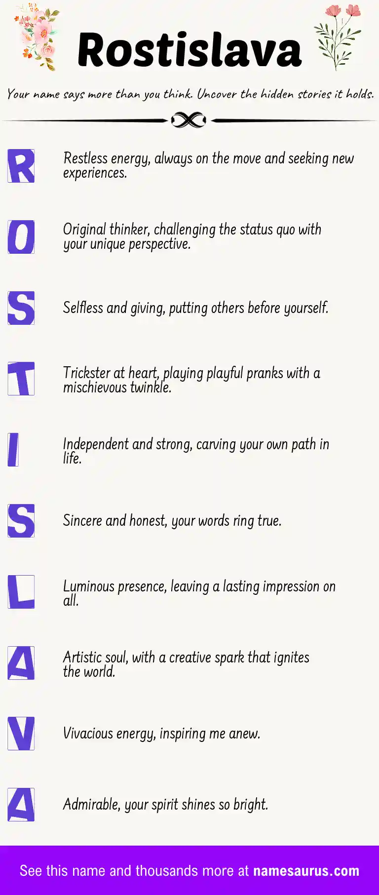 Acrostic poem about Rostislava.