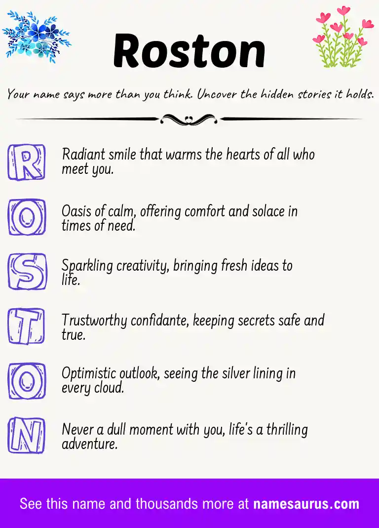 Acrostic poem about Roston.