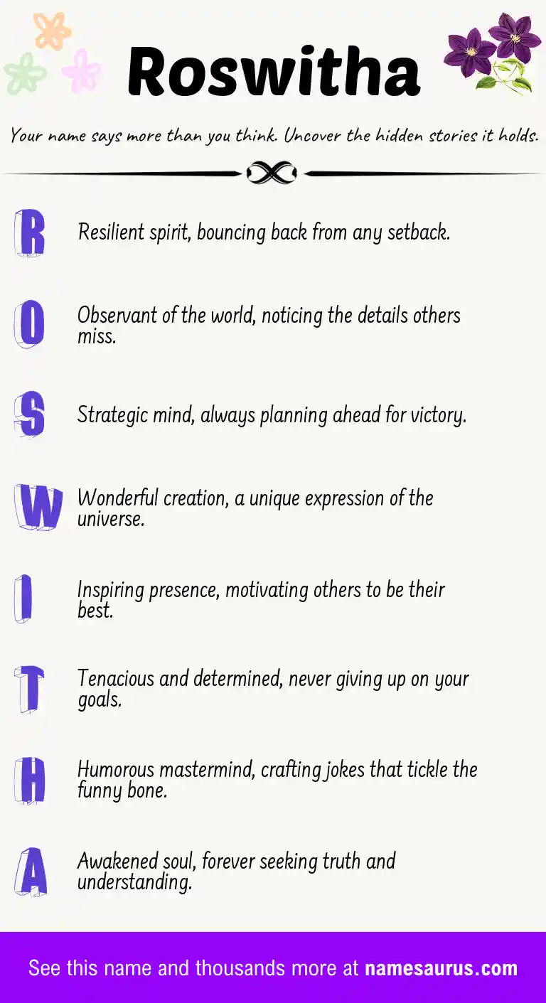 Acrostic poem about Roswitha.