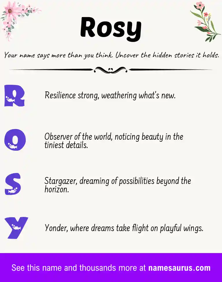 Acrostic poem about Rosy.