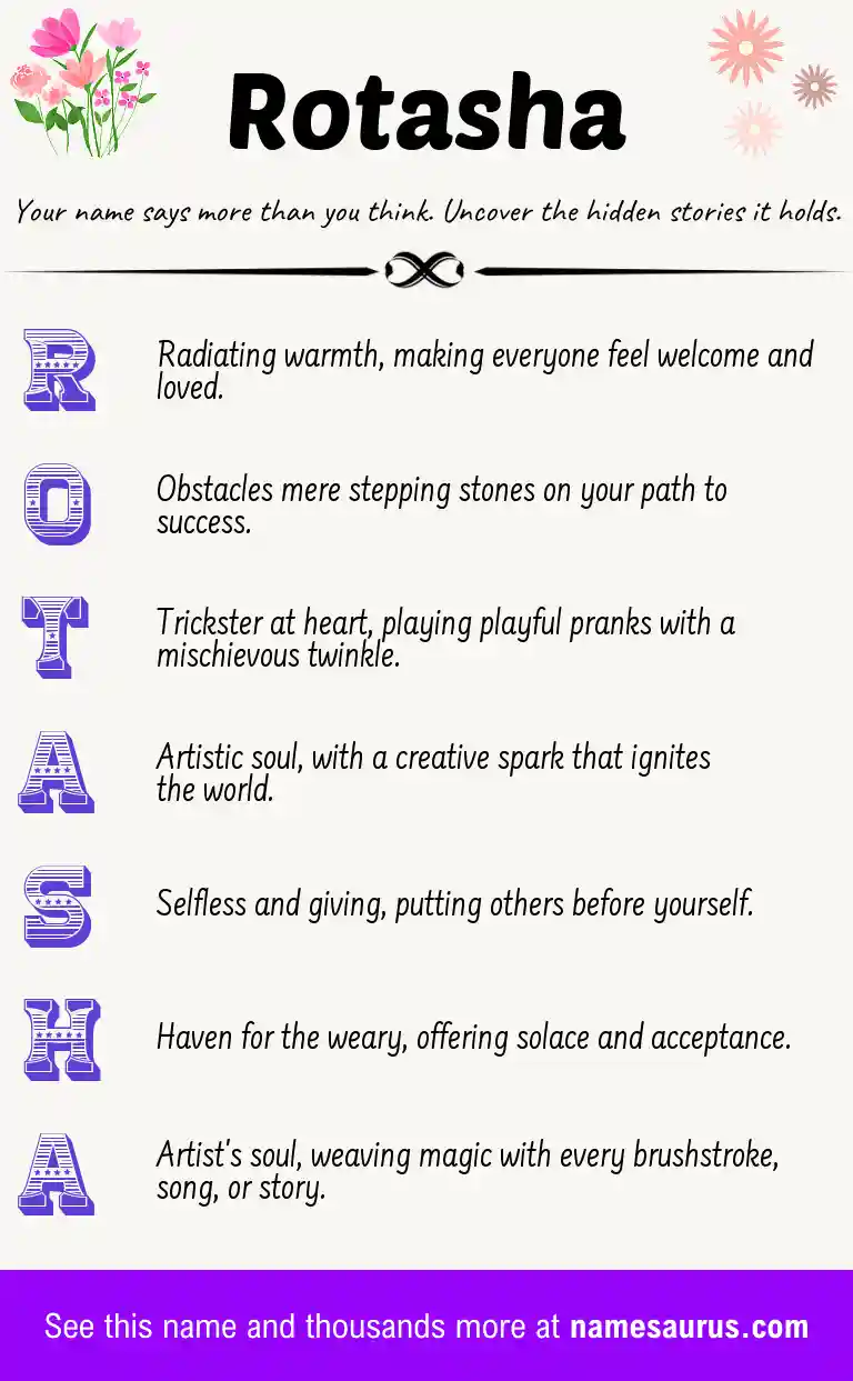 Acrostic poem about Rotasha.