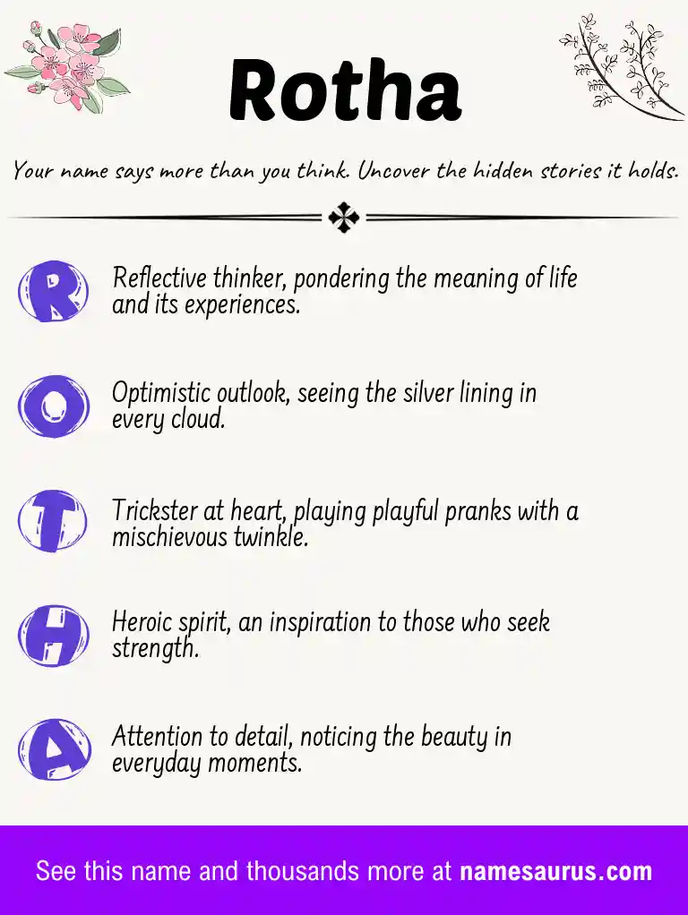 Acrostic poem about Rotha.