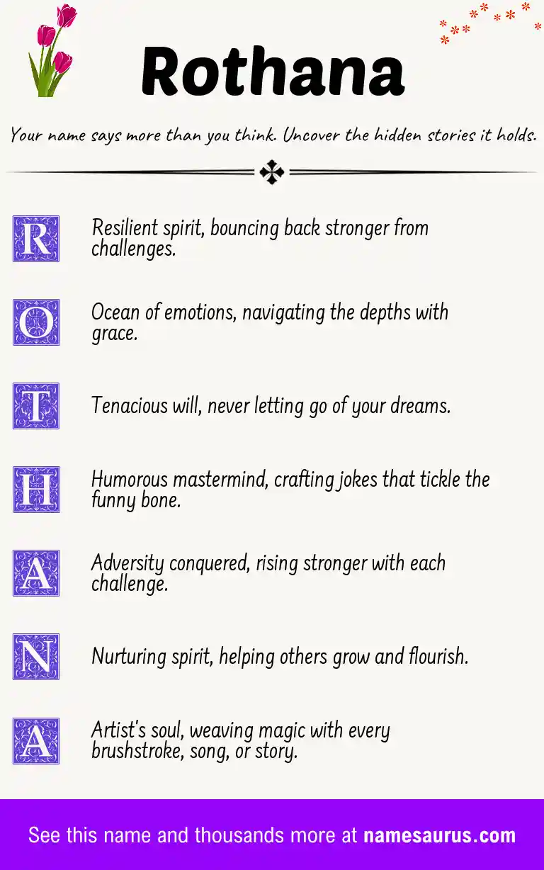 Acrostic poem about Rothana.