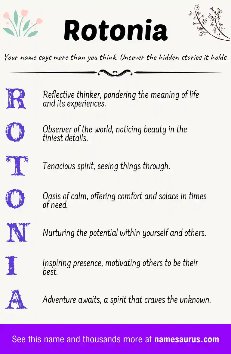 Acrostic poem about Rotonia.