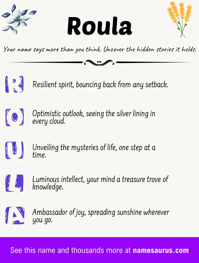 Acrostic poem about Roula.