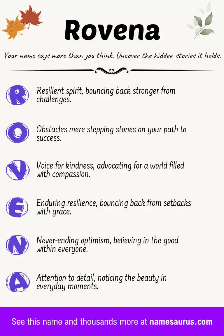 Acrostic poem about Rovena.