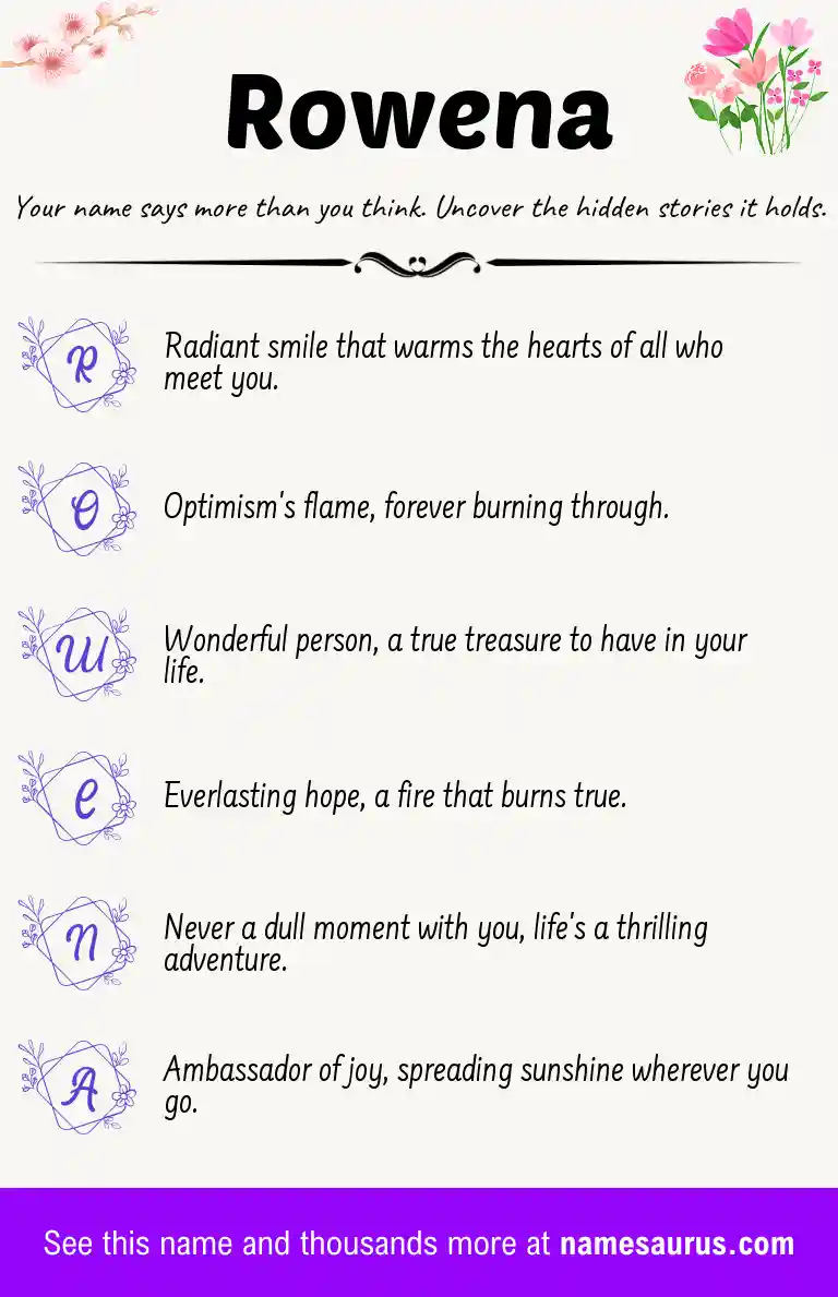 Acrostic poem about Rowena.
