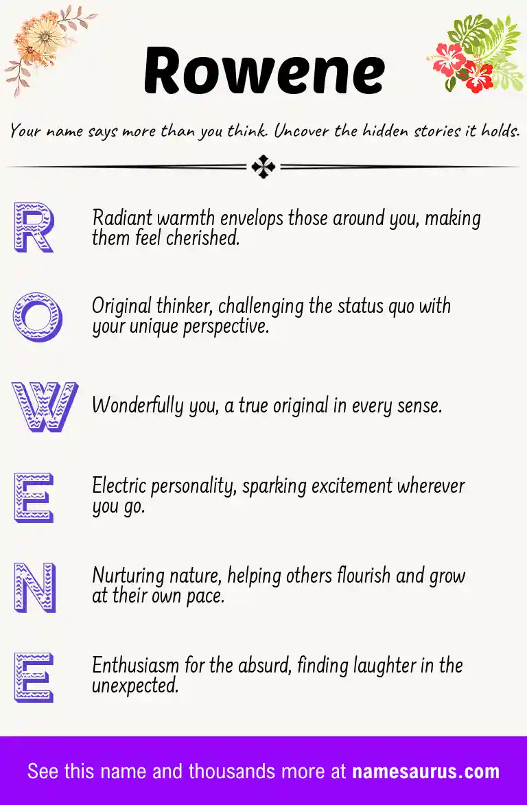Acrostic poem about Rowene.