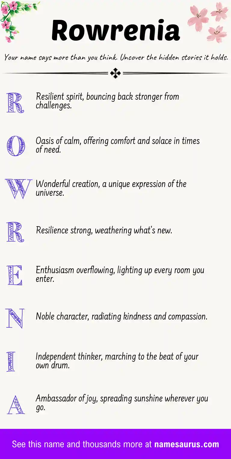 Acrostic poem about Rowrenia.