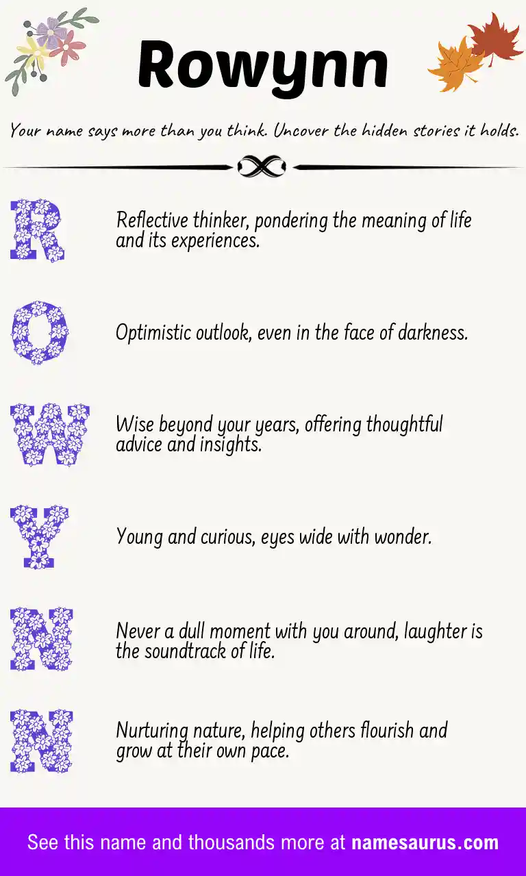 Acrostic poem about Rowynn.