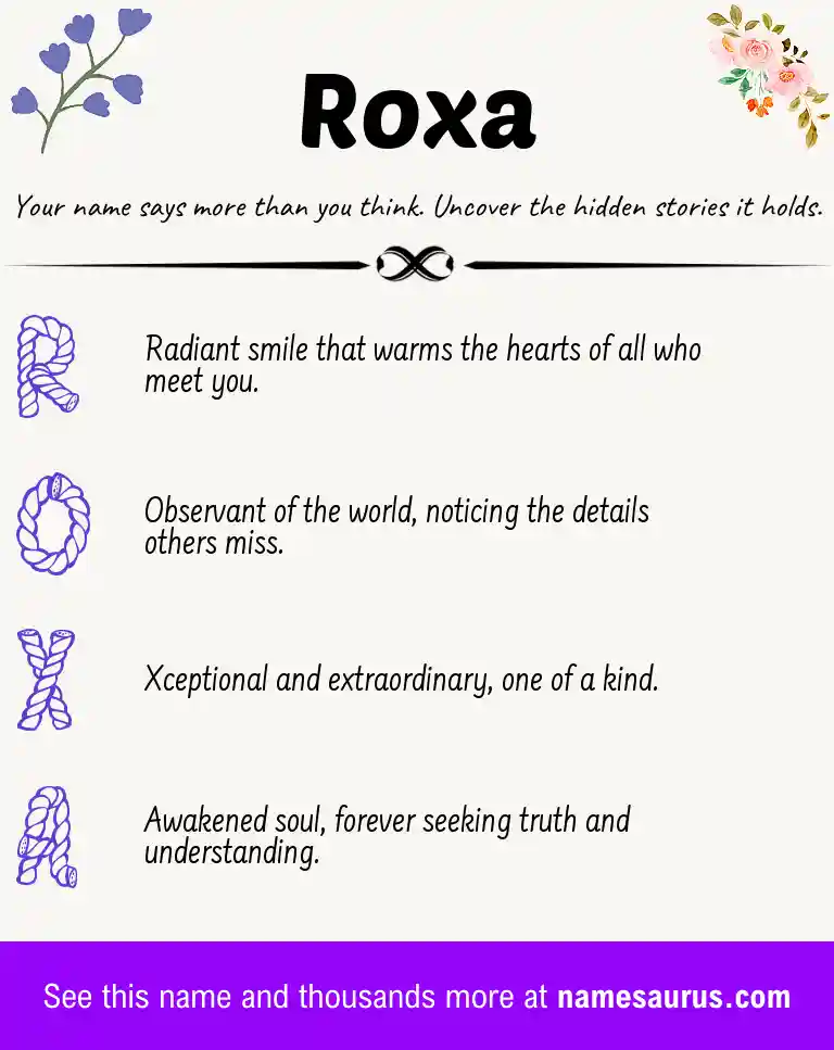 Acrostic poem about Roxa.