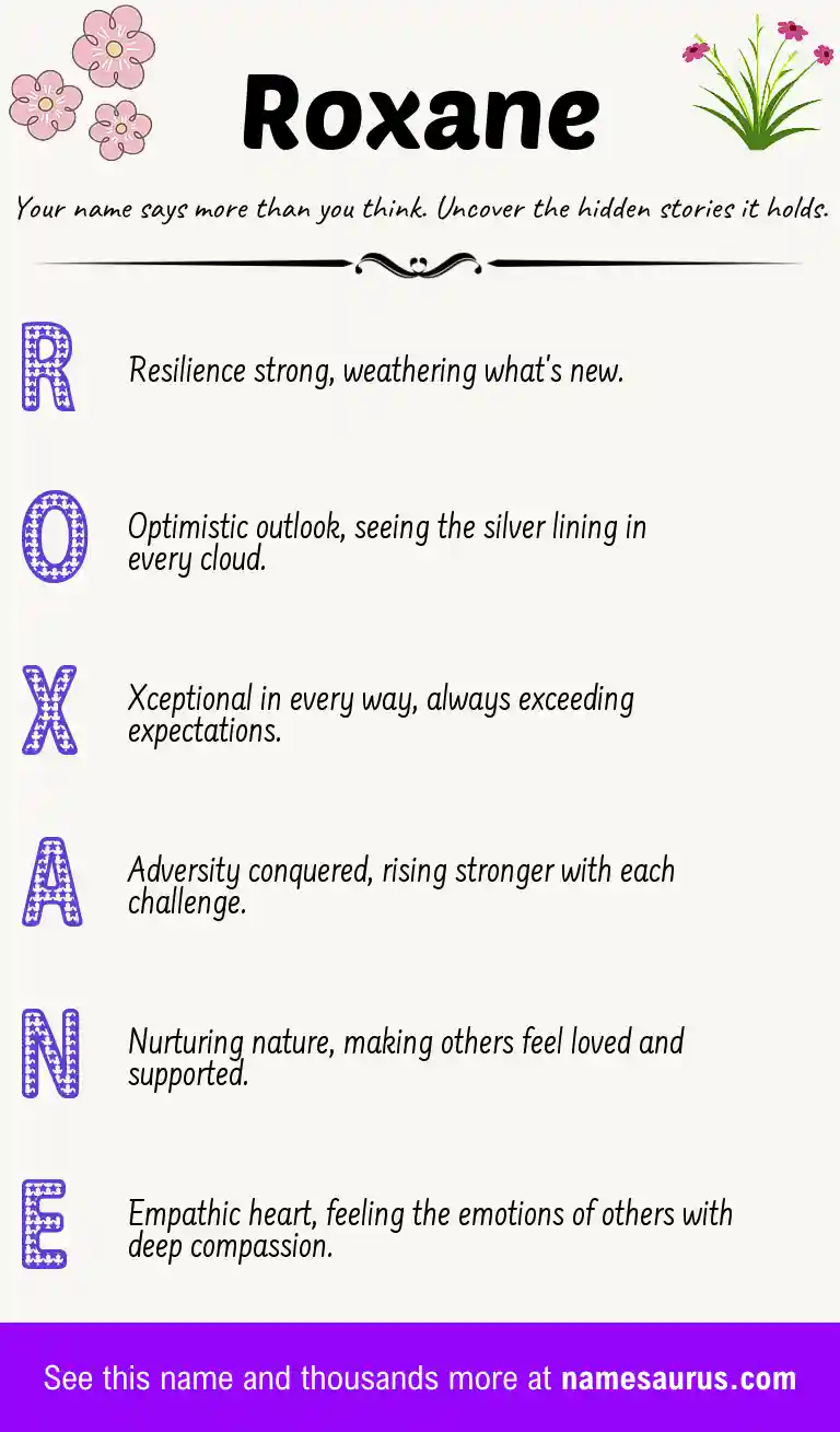 Acrostic poem about Roxane.