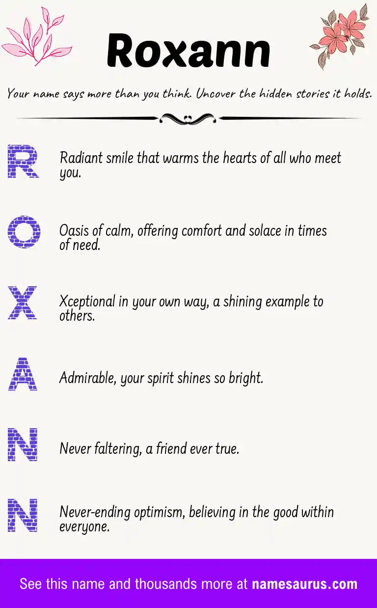 Acrostic poem about Roxann.