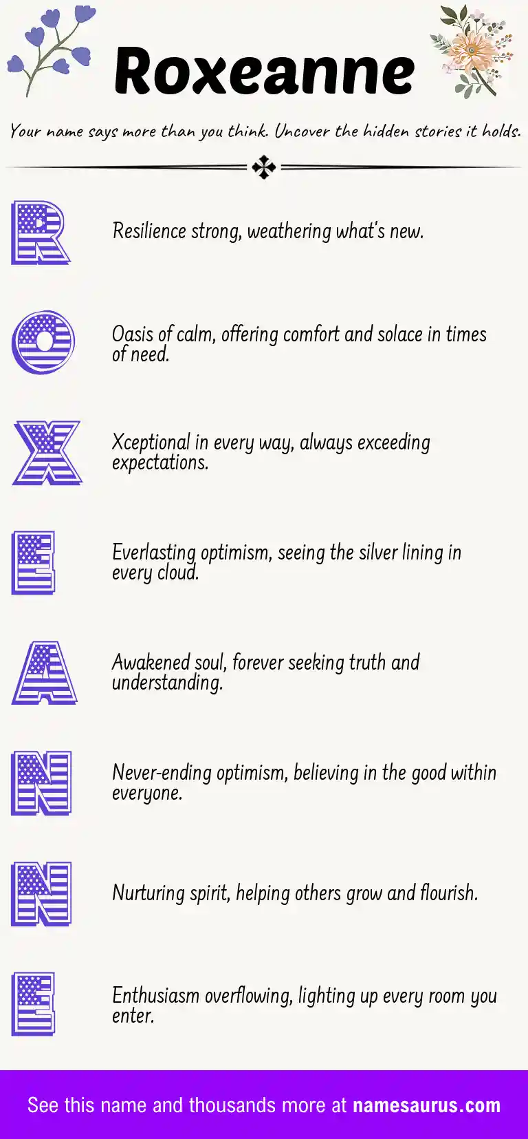 Acrostic poem about Roxeanne.