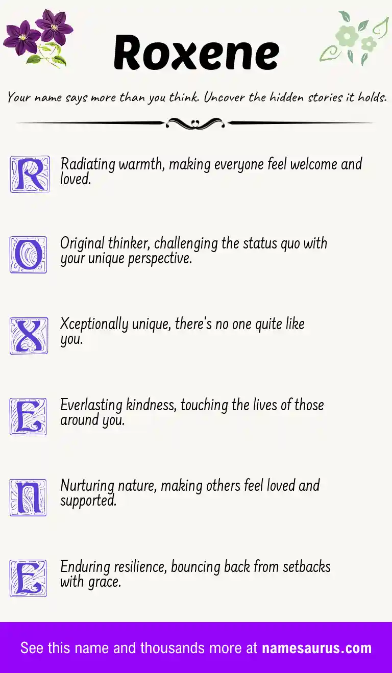 Acrostic poem about Roxene.
