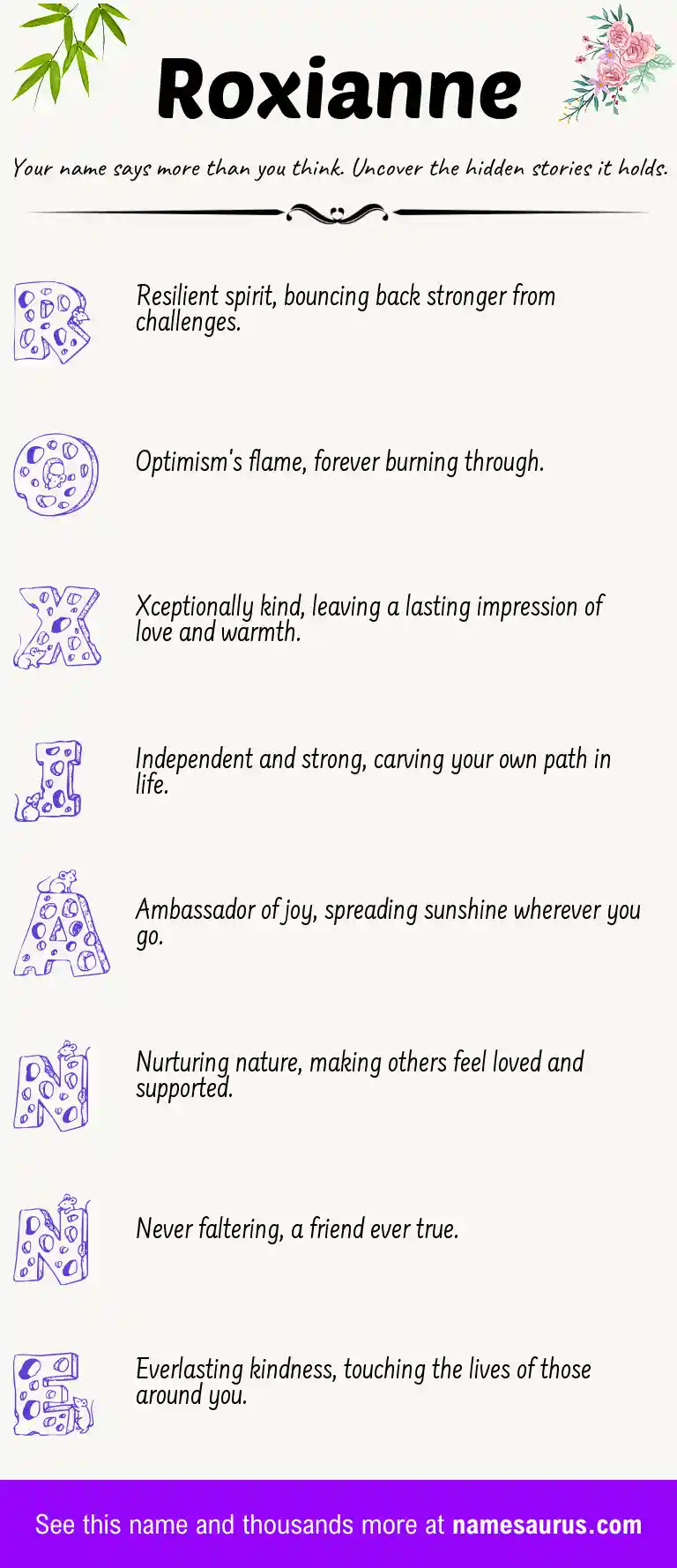 Acrostic poem about Roxianne.