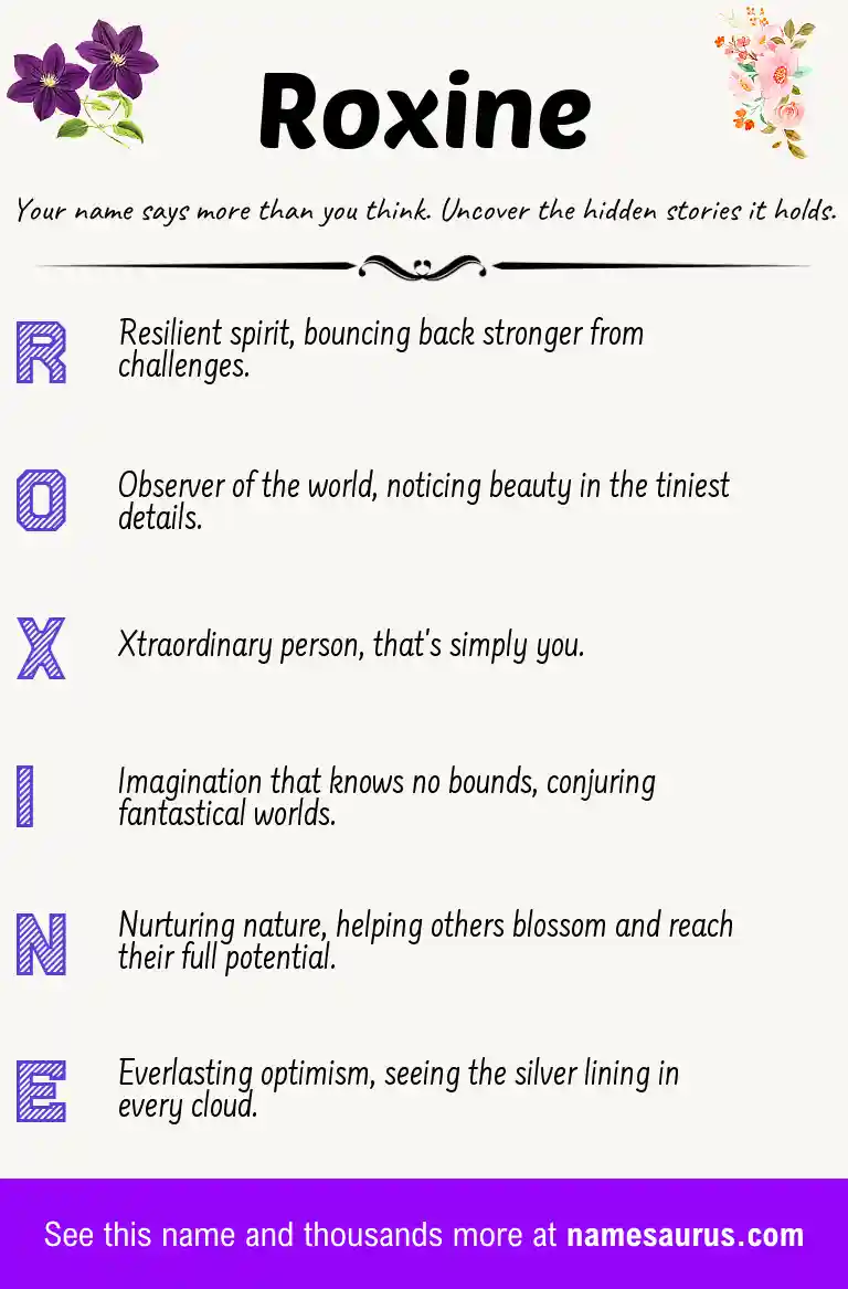 Acrostic poem about Roxine.