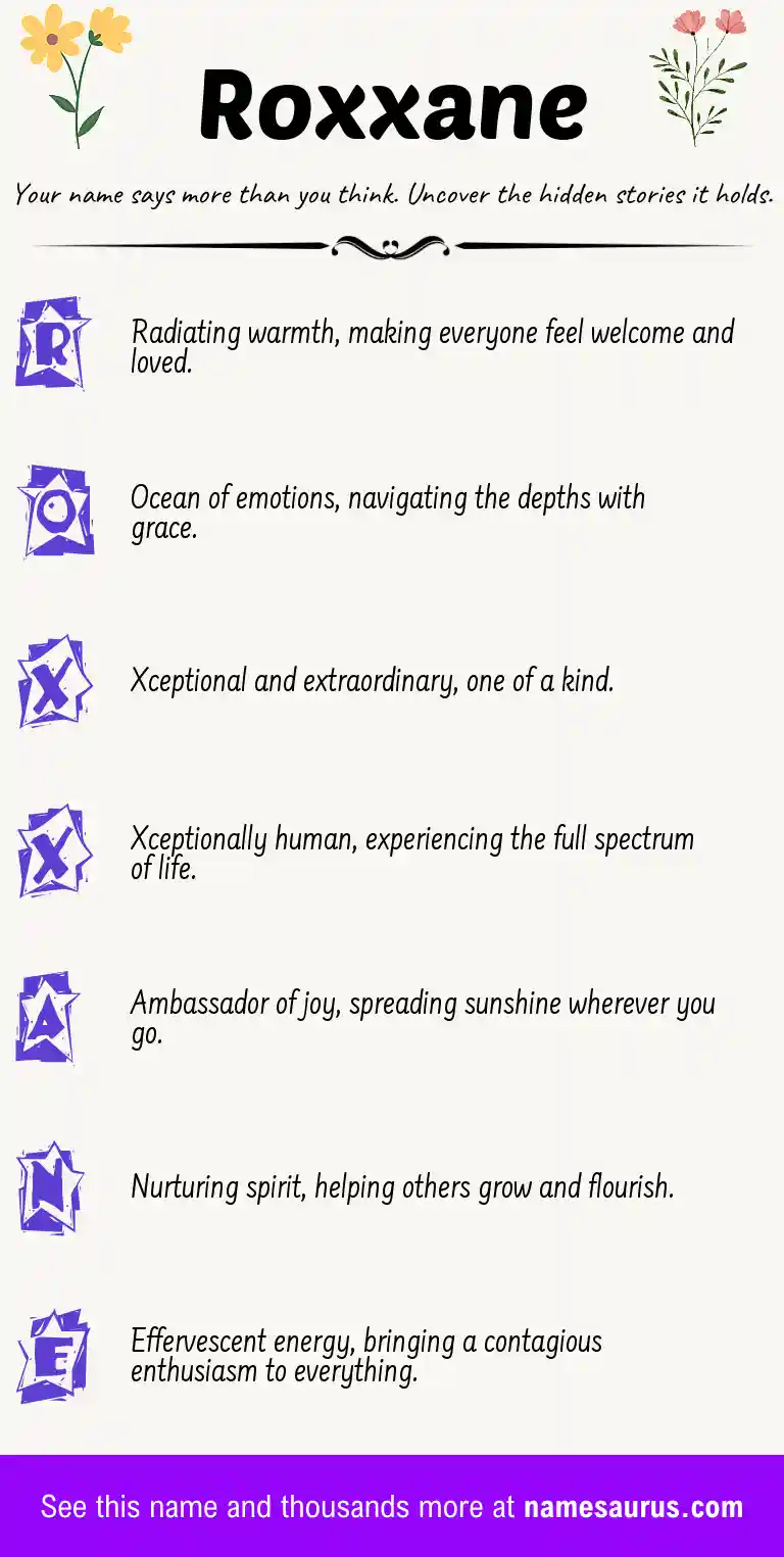 Acrostic poem about Roxxane.