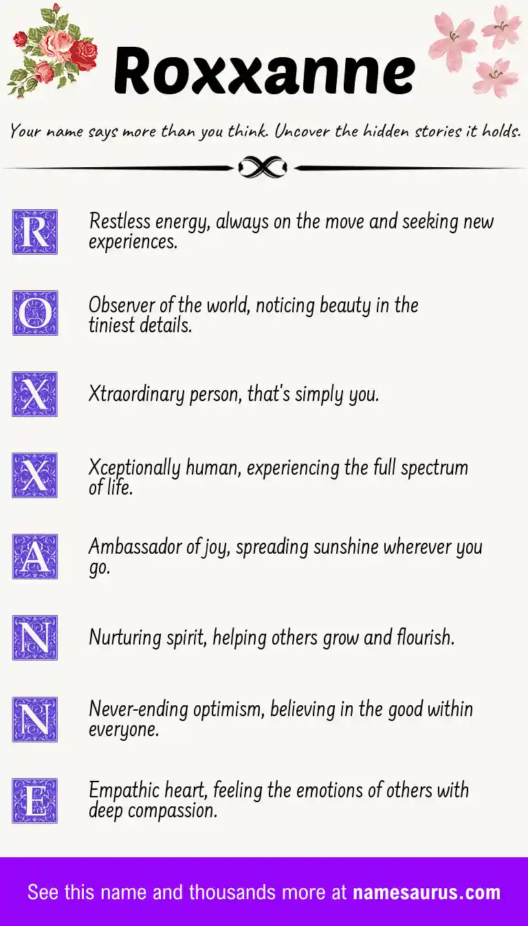 Acrostic poem about Roxxanne.
