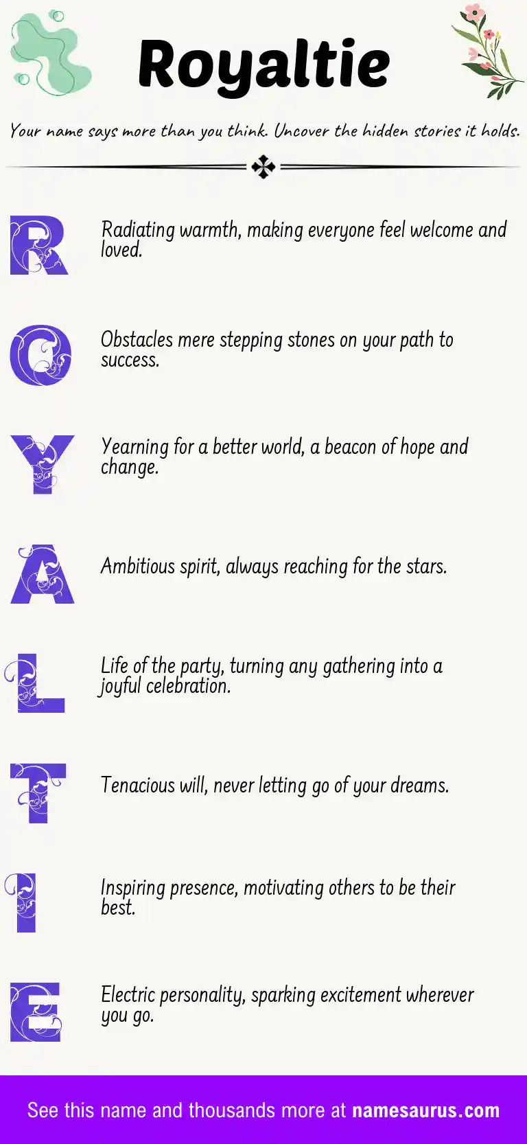 Acrostic poem about Royaltie.