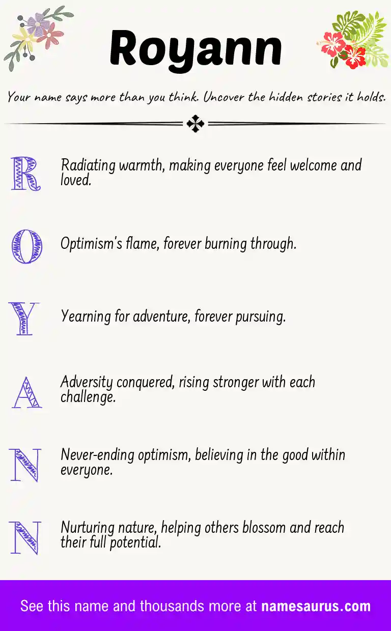 Acrostic poem about Royann.